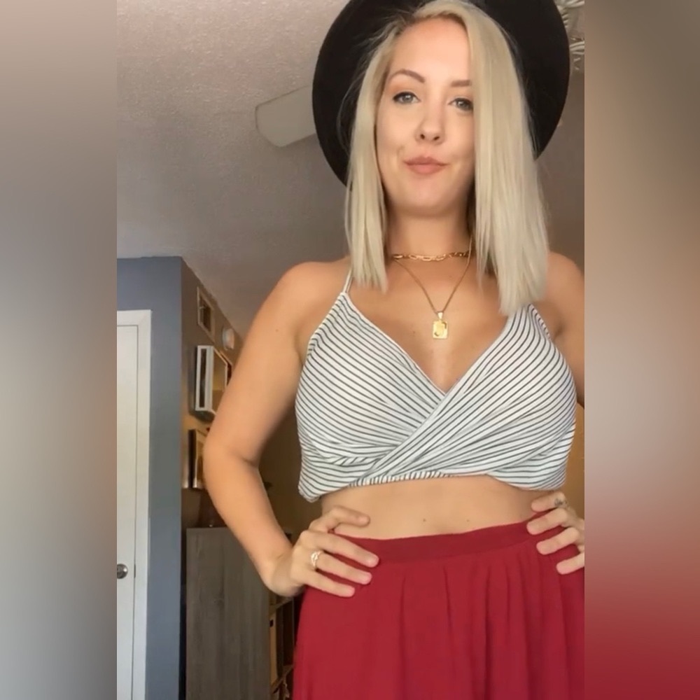Suite Benedict black and white striped crop top